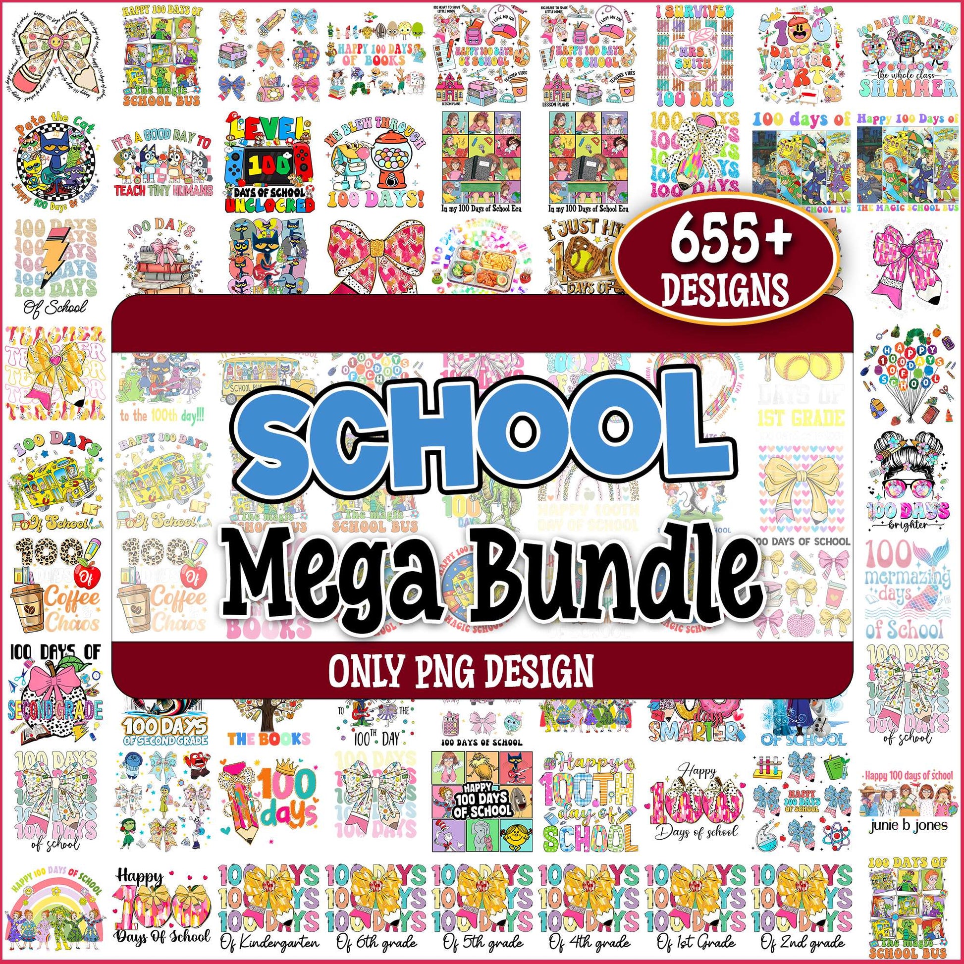 Happy 100 day of school png bundle