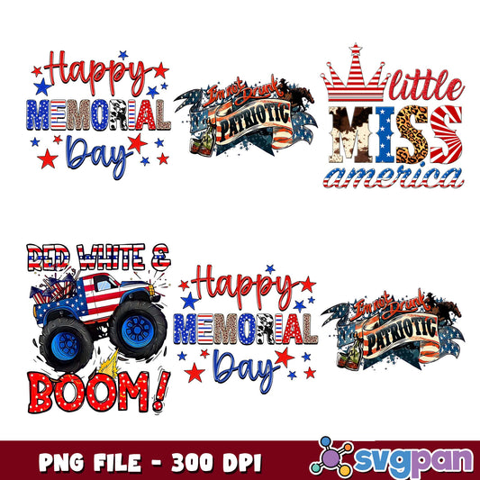Happy 4th july design png bundle