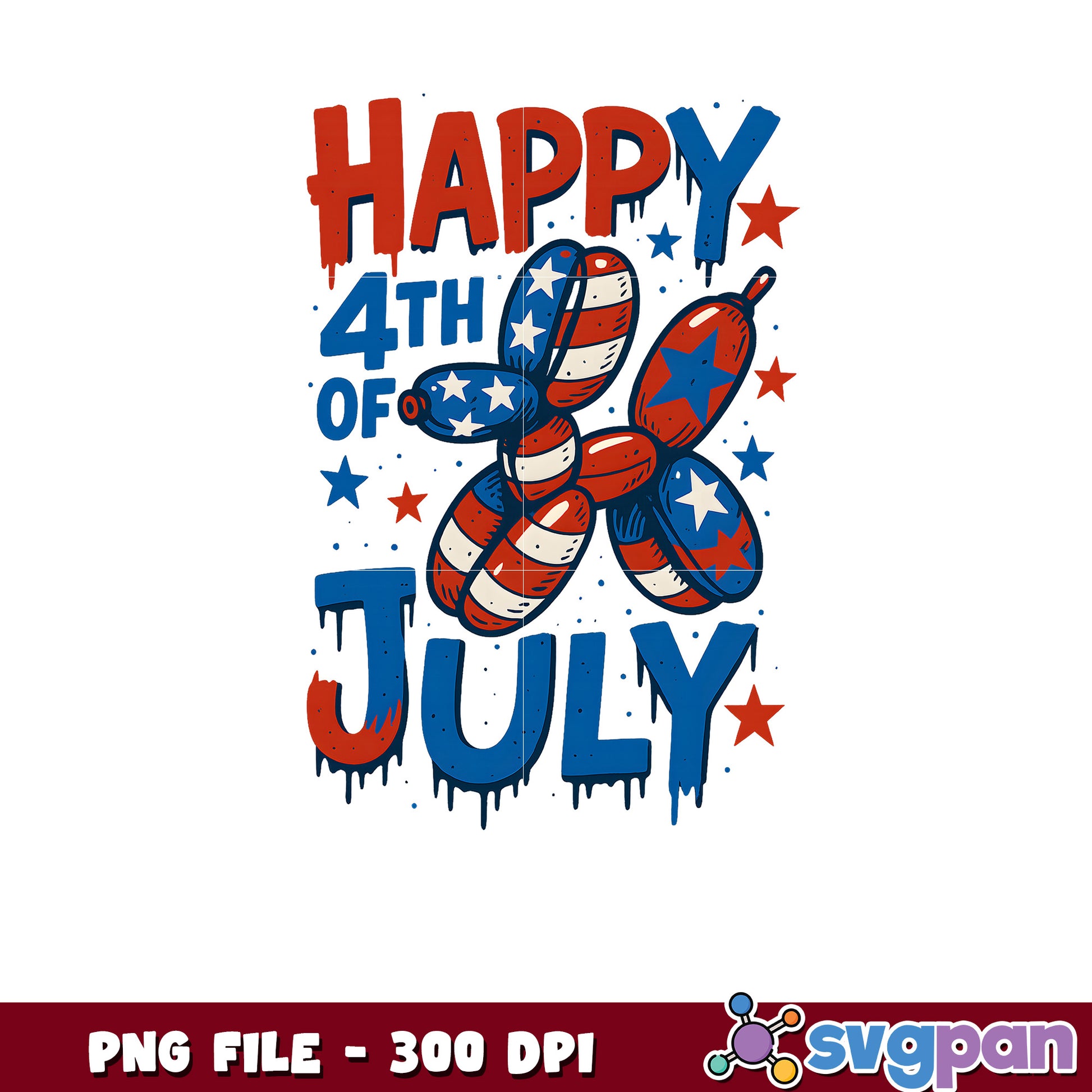 Happy 4th of July PNG Patriotic Balloon Dog Design