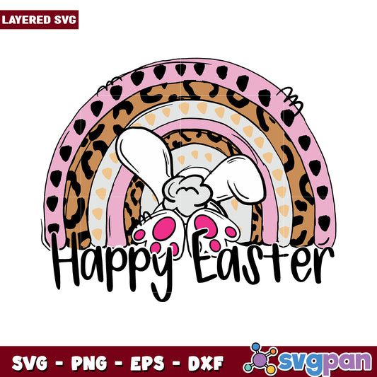 Happy Easter Bunny Rainbow SVG Design, Perfect for Spring Crafts