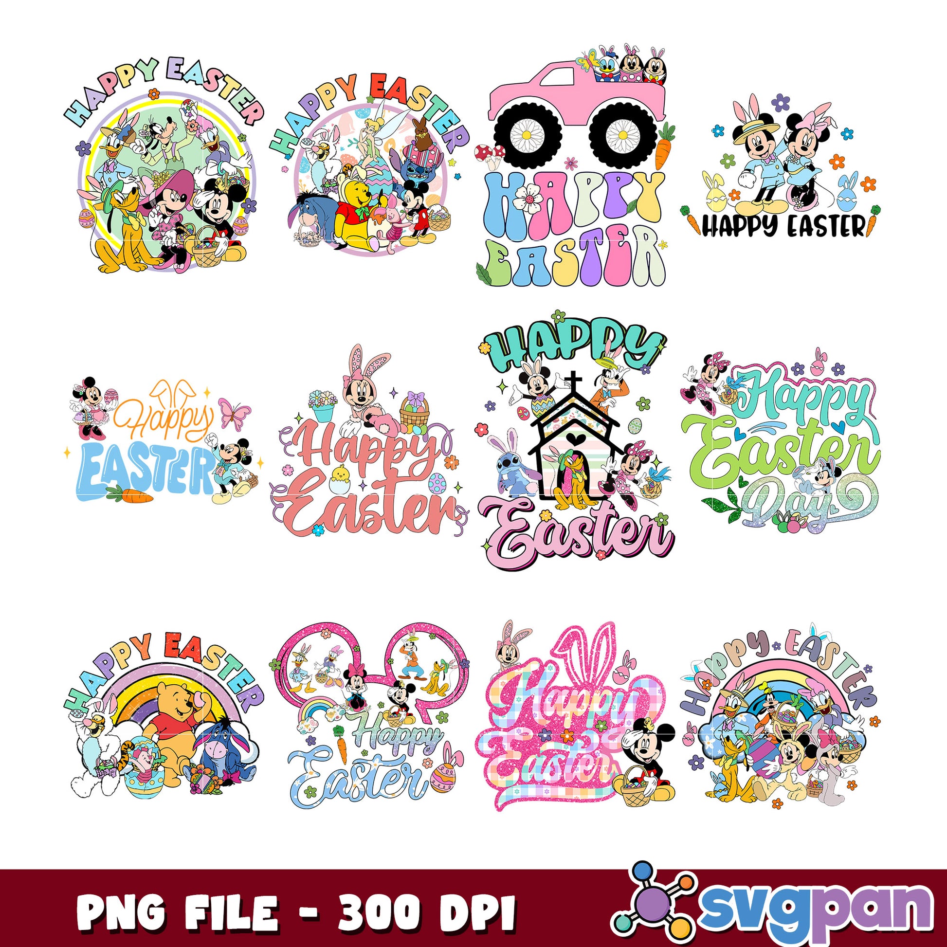 Happy Easter Clipart Bundle PNG for Crafts Design