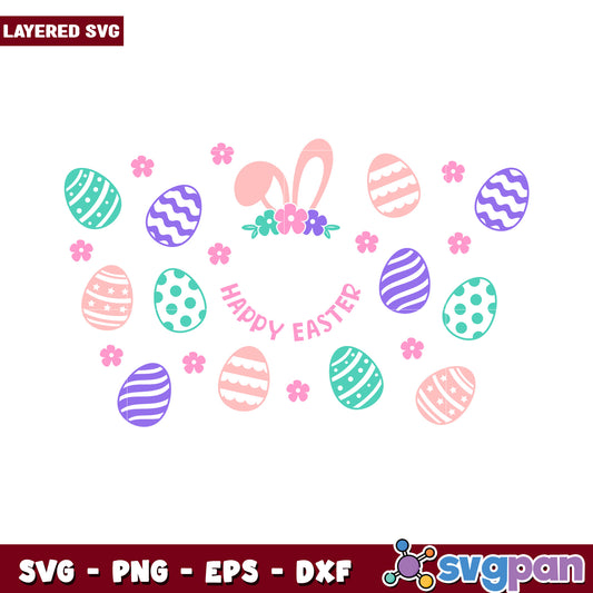 Happy Easter Layered SVG Design for Spring Crafts, Perfect for DIY Projects