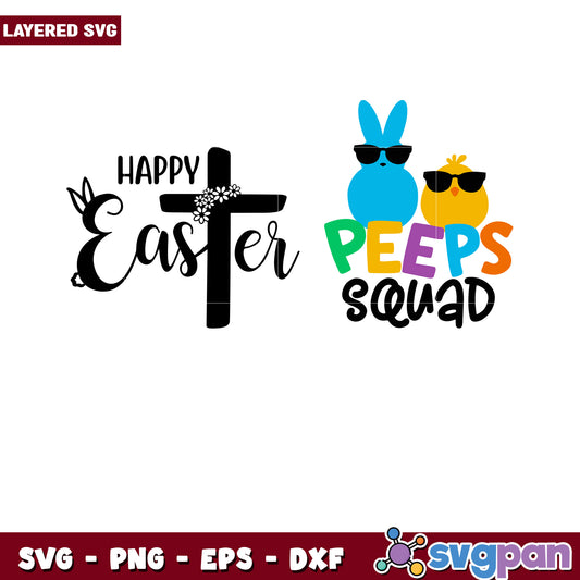 Happy Easter Peeps Squad SVG Bundle