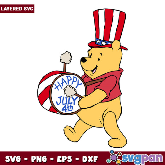 Happy Fourth of July Bear SVG for Celebrations and Crafts