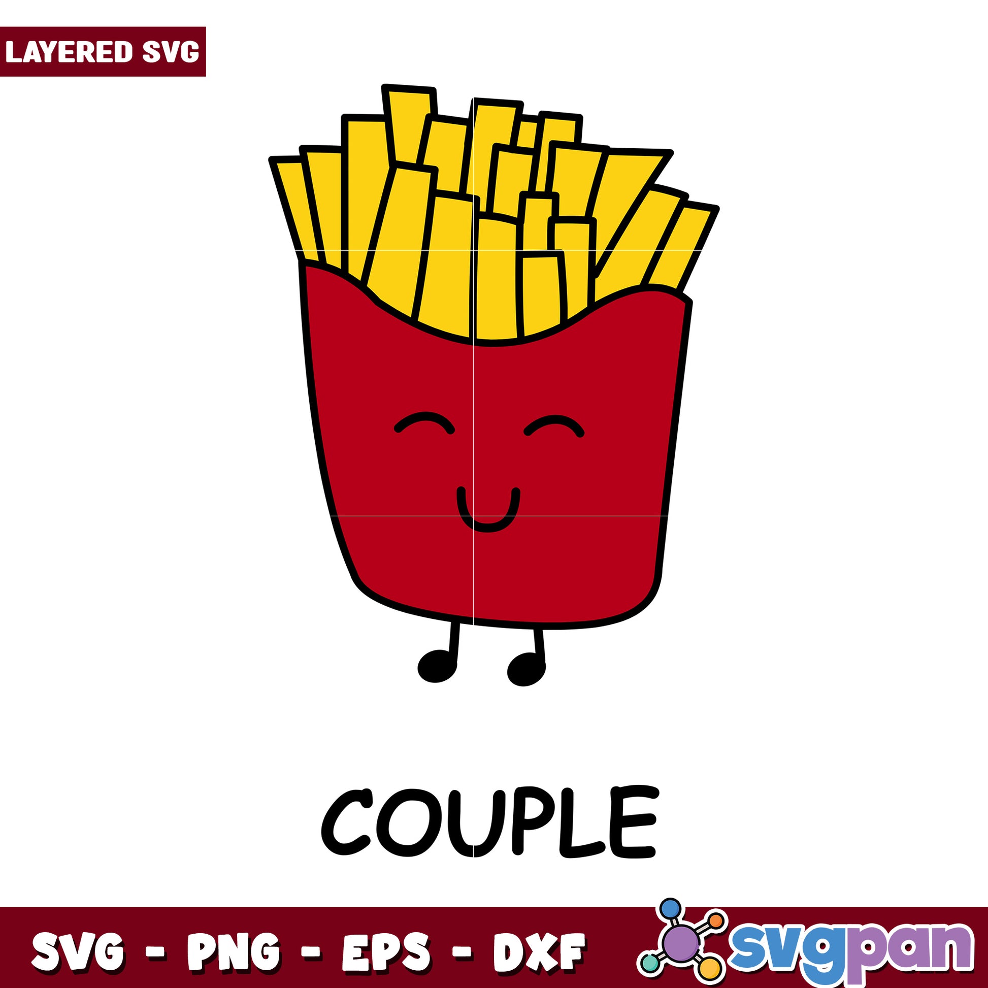 Happy French Fries SVG design, perfect for couple lovers art