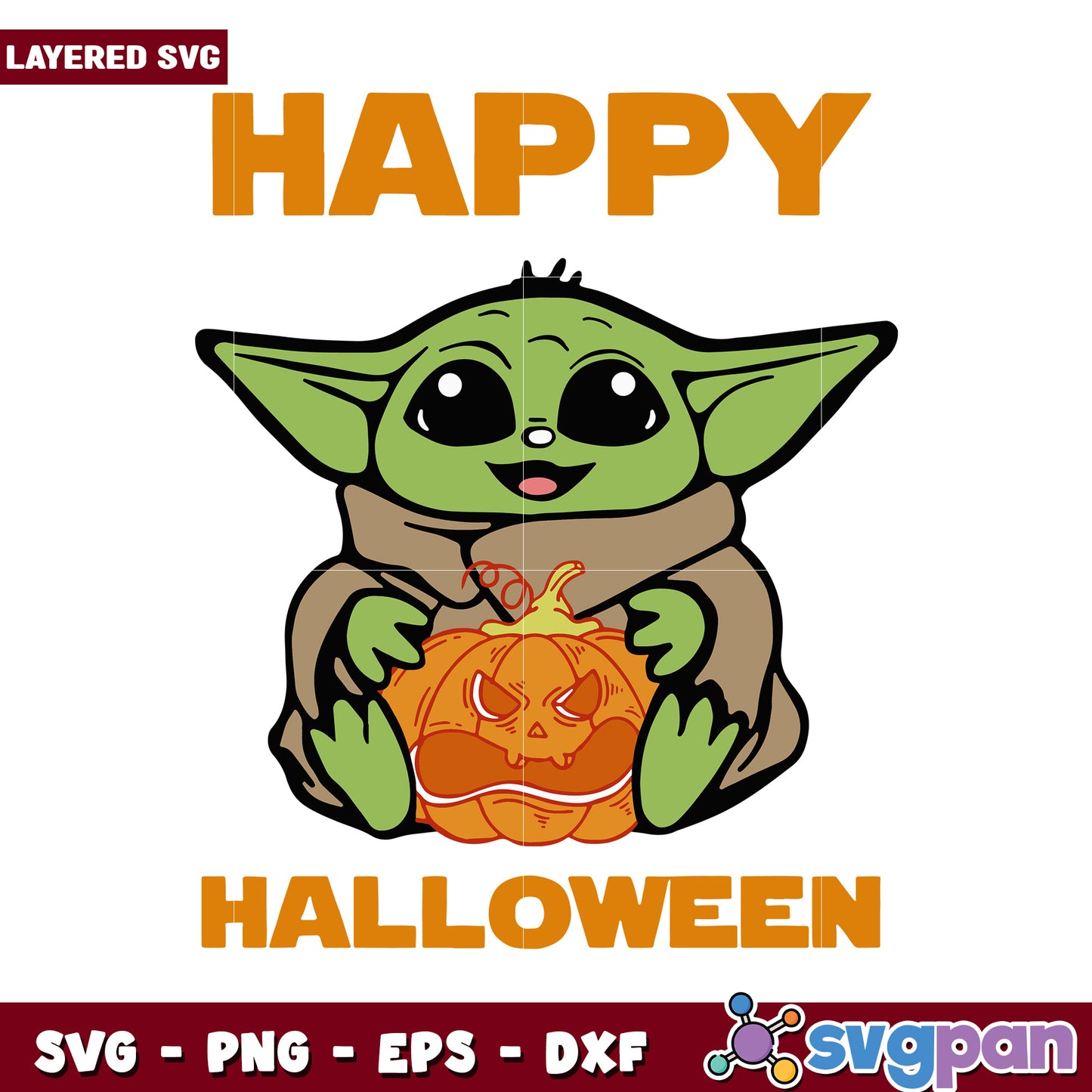 Happy Halloween SVG Design, Cute Character with Pumpkin Theme