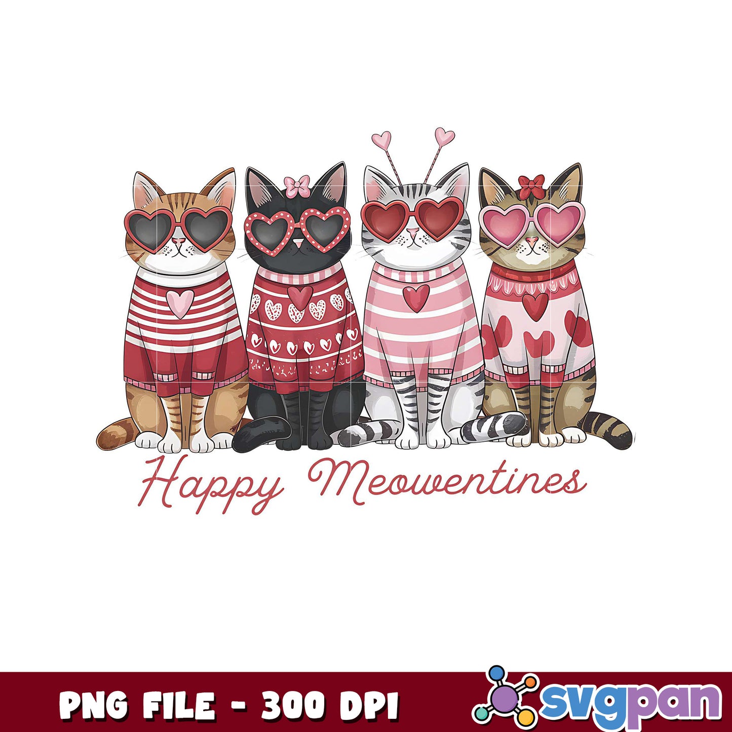Happy Meowentines Cat Graphic, Perfect for Gifts and Crafts