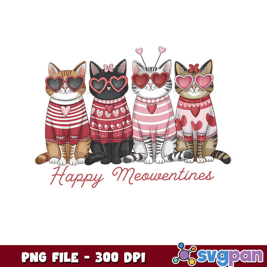 Happy Meowentines Cat Graphic, Perfect for Gifts and Crafts
