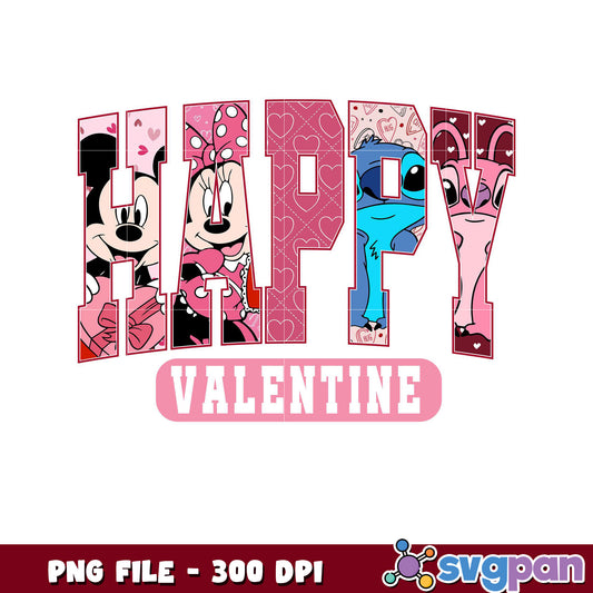 Happy Valentine Design with Disney Characters, PNG Format