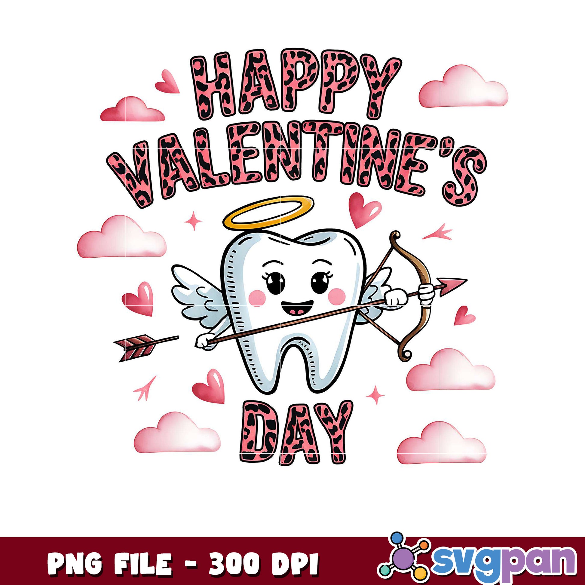 Happy Valentine's Day Tooth Design, Cute PNG Product for Gifts