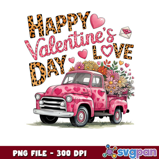 Happy Valentine's Day colorful truck design, perfect for gifts