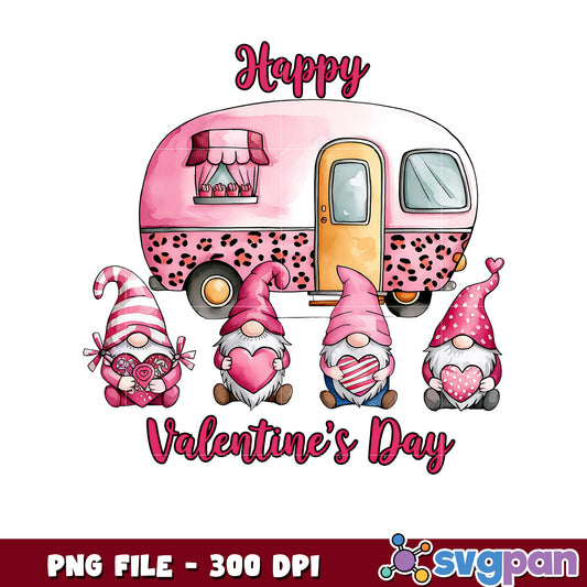 Happy Valentine's Day gnome design, colorful PNG file