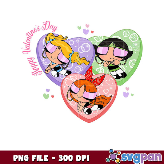 Happy Valentine's Day with Cartoon Characters, Cute PNG Design