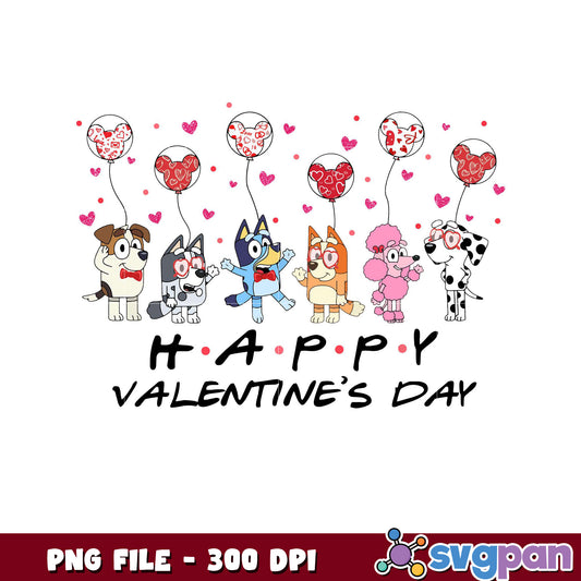 Happy Valentine's Day with Cute Cartoon Dogs, Fun PNG Design
