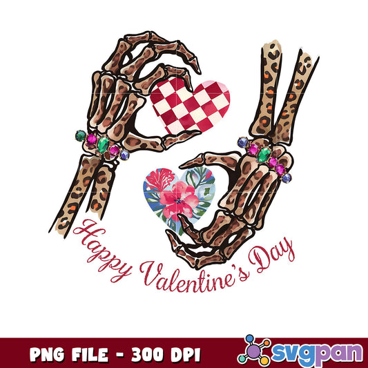 Happy Valentines Day Skeleton Hands Art, Unique PNG Design