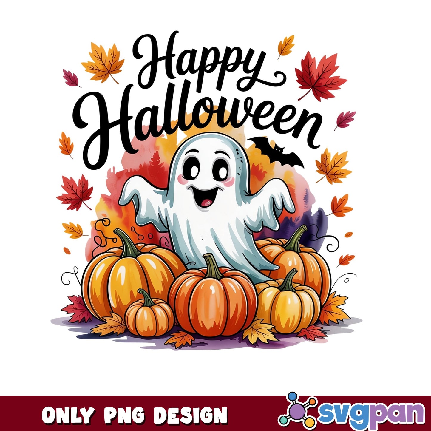 Happy Halloween Ghost PNG, Cute Ghost Pumpkin PNG, Halloween PNG