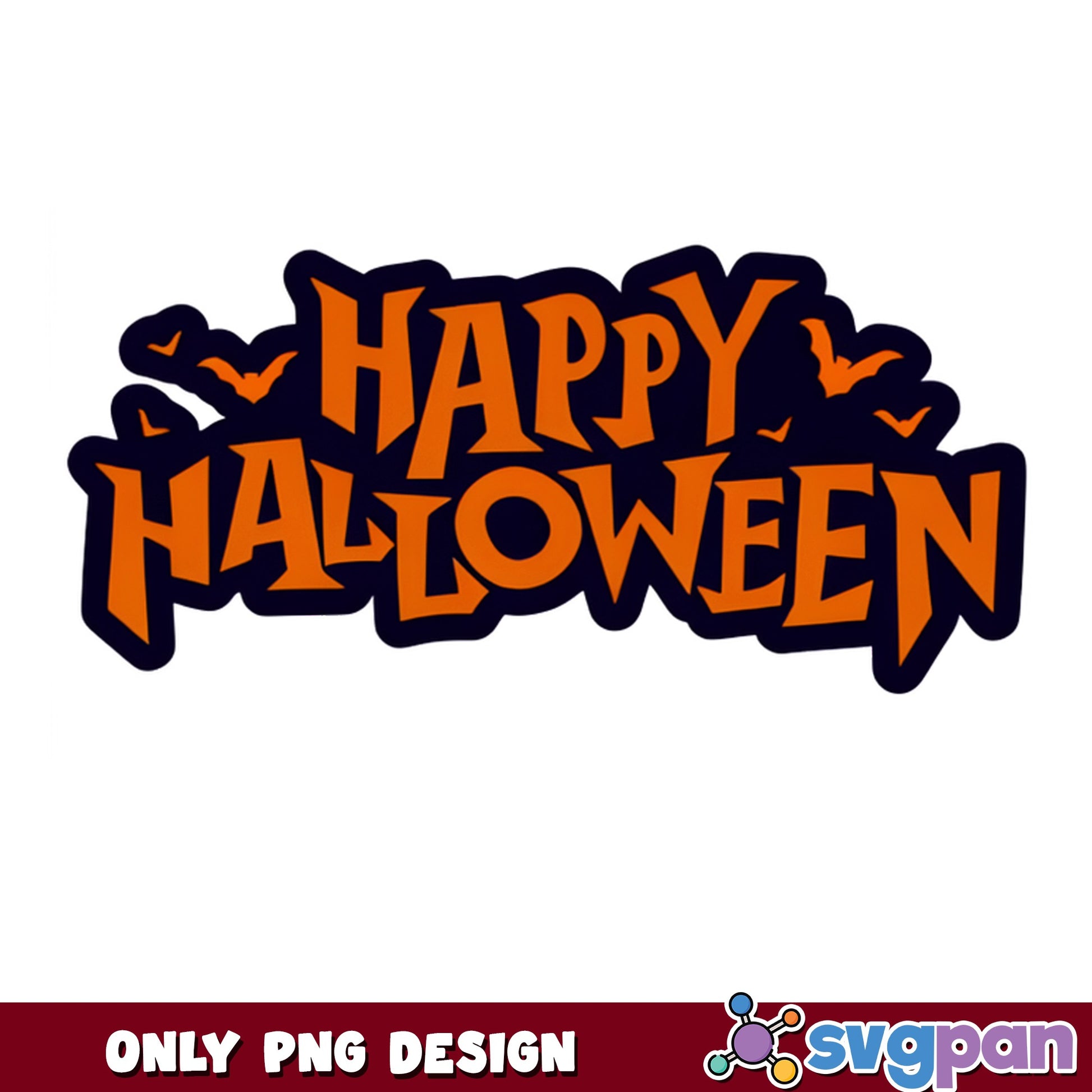 Happy Halloween PNG, Halloween Bat Design PNG, Spooky PNG