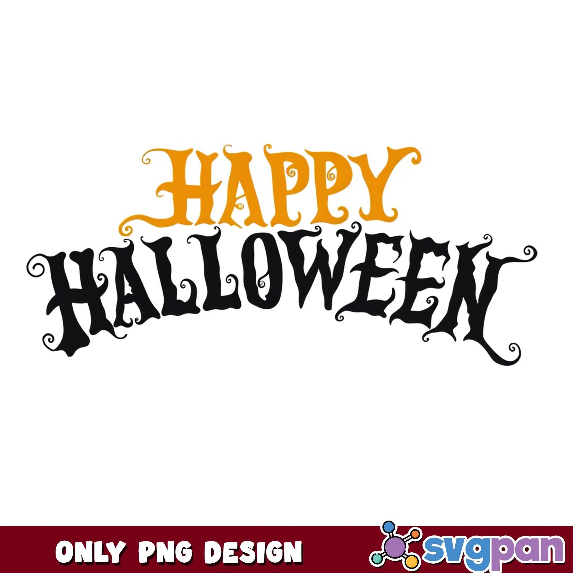 Happy Halloween PNG, Halloween Spooky Text Design PNG, Fall PNG