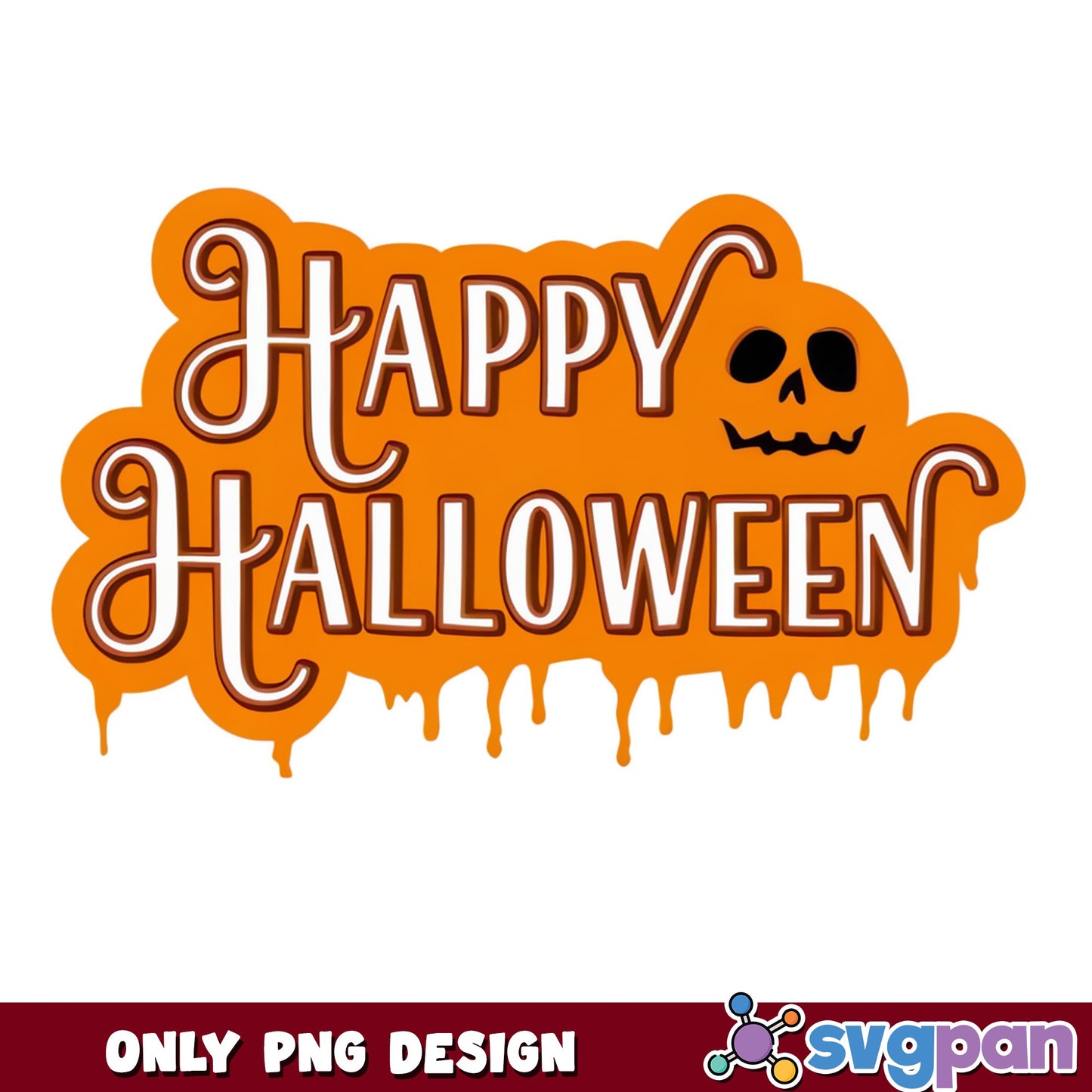 Happy Halloween PNG, Skull Drip Halloween Design, Spooky PNG