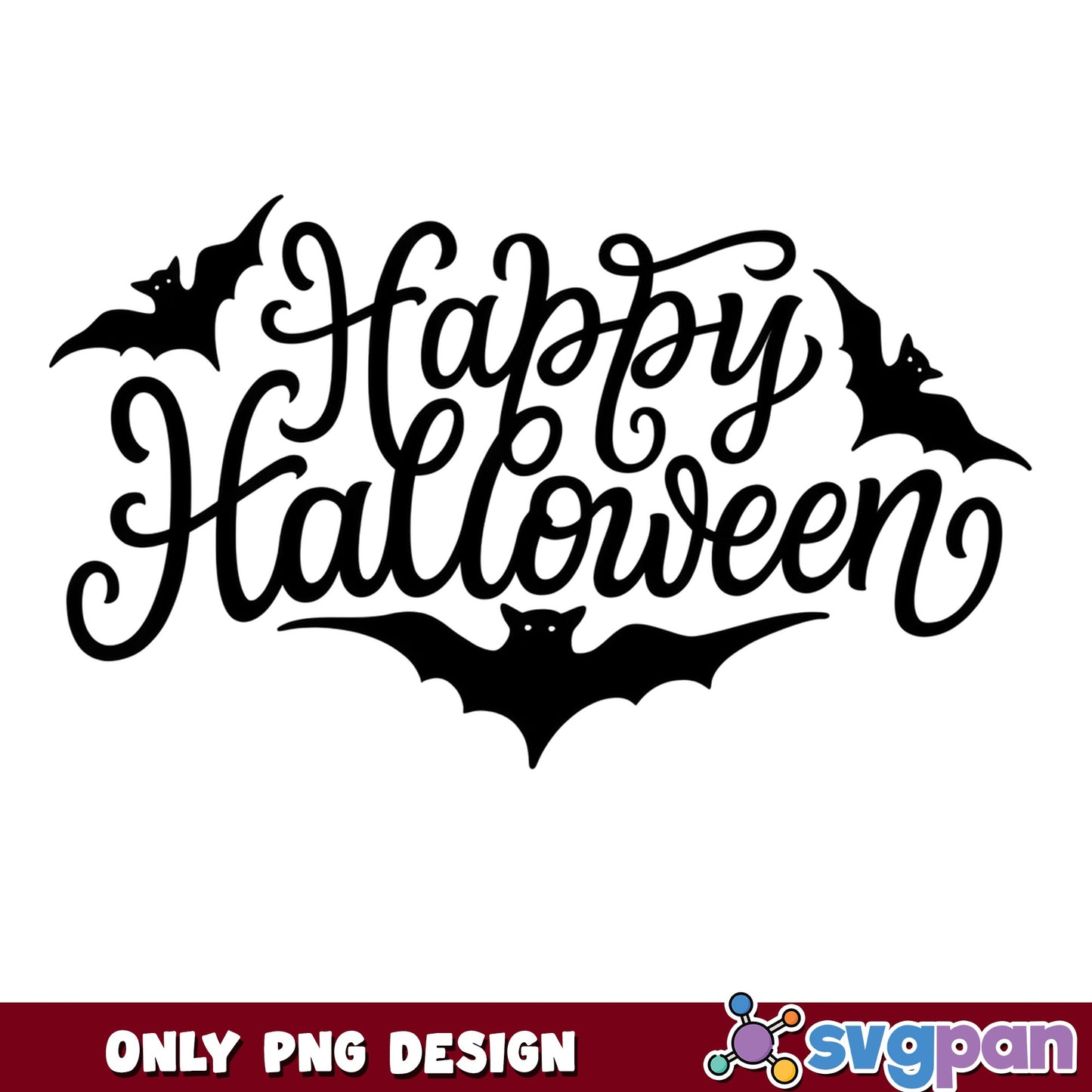 Happy Halloween SVG With Bats, Halloween Bat Sign SVG, PNG
