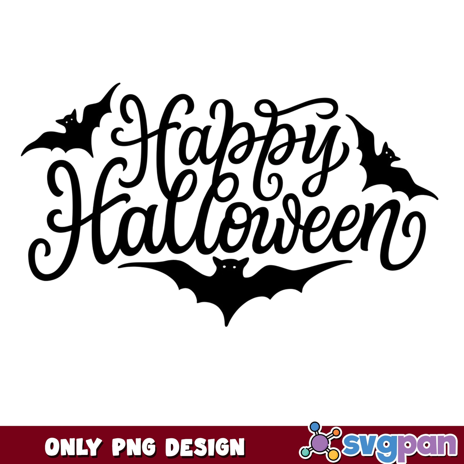 Happy Halloween SVG With Bats, Halloween Bat Sign SVG, PNG