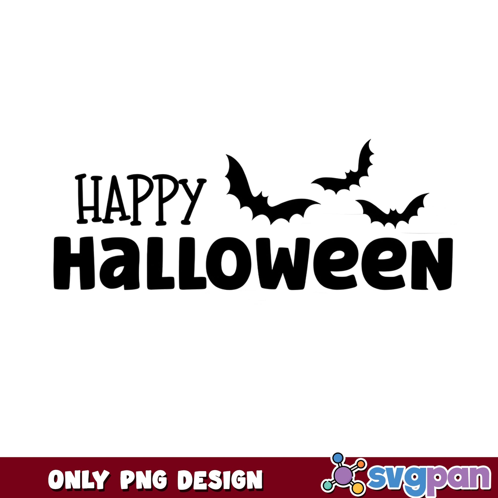 Happy Halloween SVG With Bats, Halloween SVG, Spooky PNG