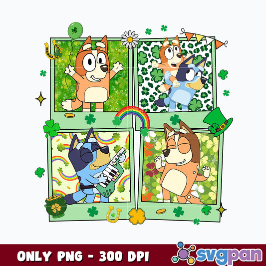 Happy Bluey and Bingo St. Patrick's Day Png