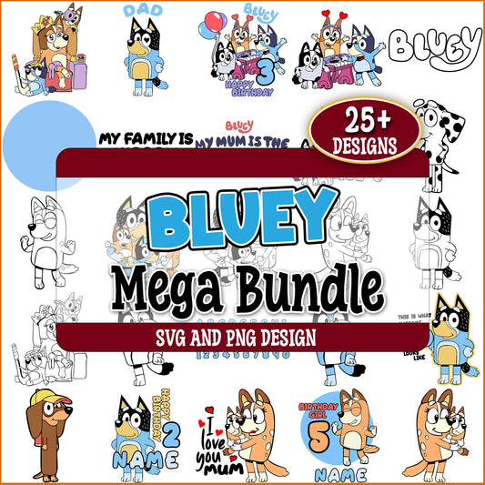 Happy birthday bluey family svg bundle