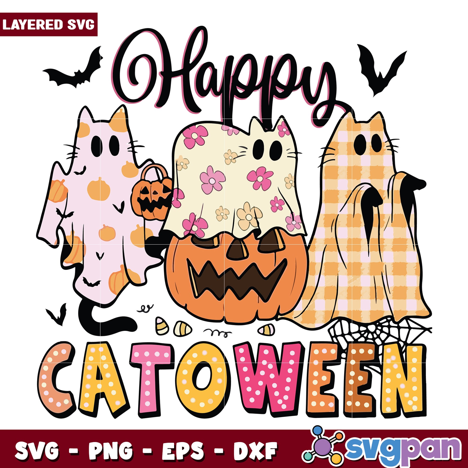 Happy catoween svg, halloween toys svg, halloween movies svg