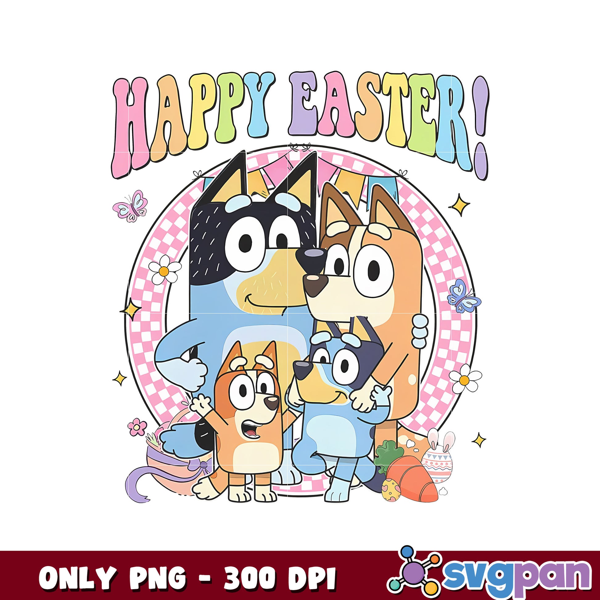 Happy easter bluey family png, bluey family costumes​ png