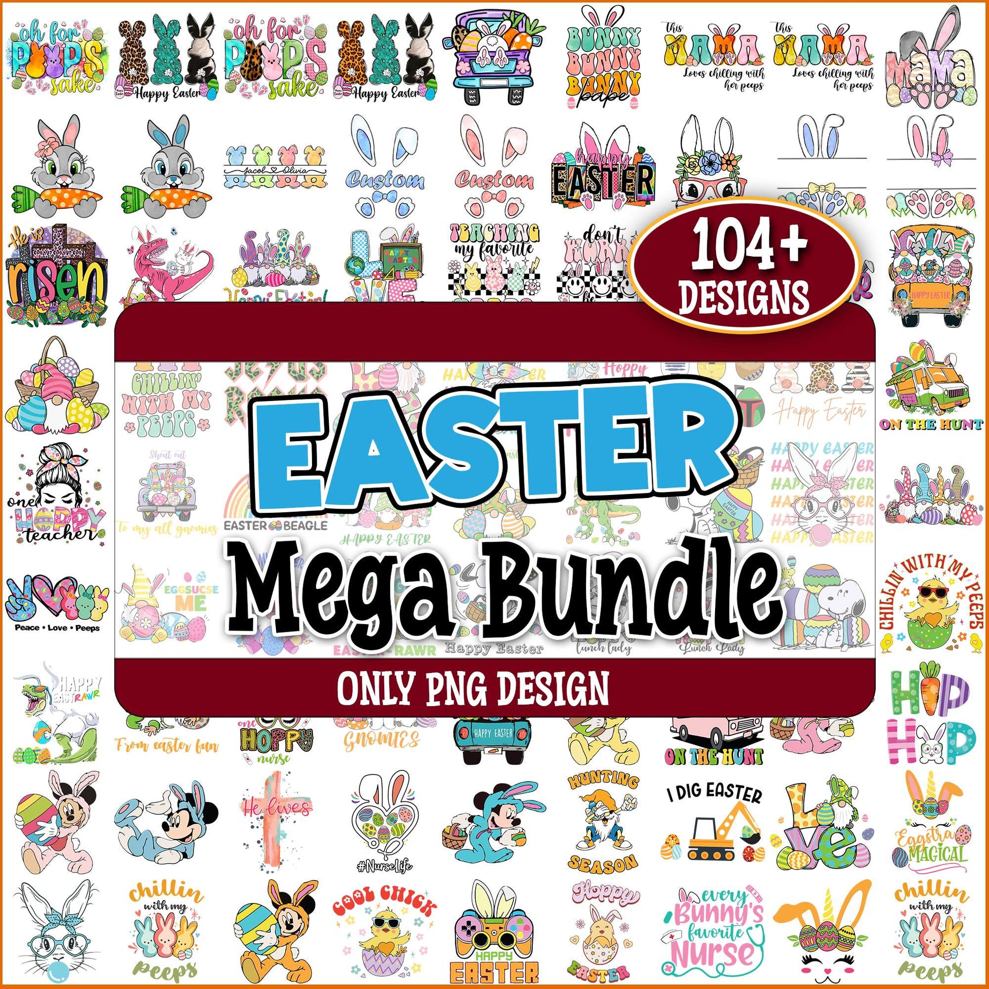 Happy easter design png bundle