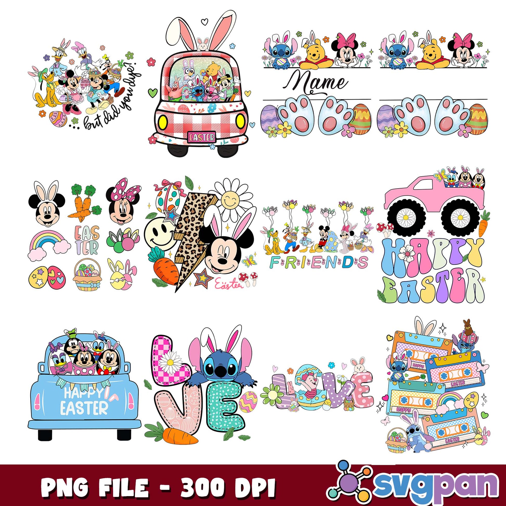 Happy easter disneyland png bundle