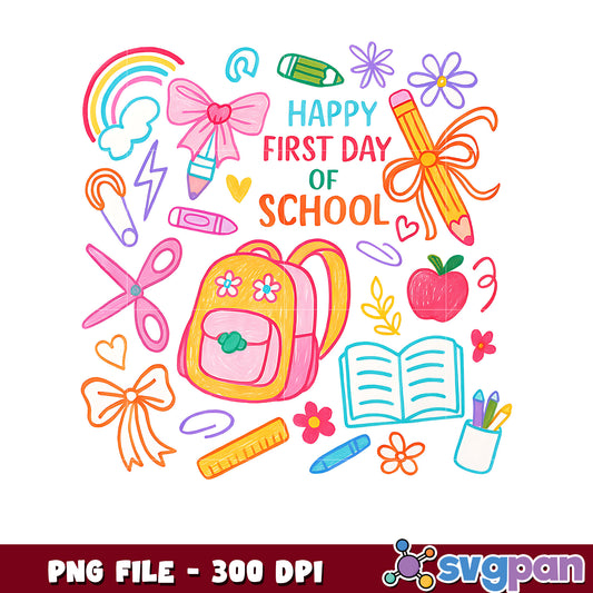 Happy first day of school png, back to school png, school png