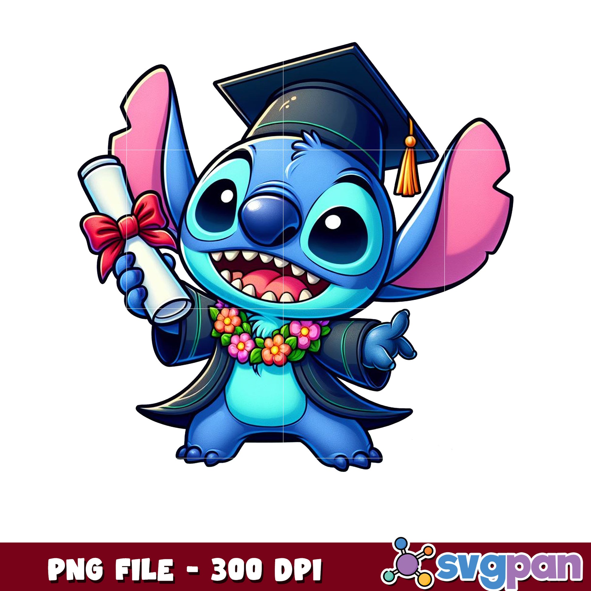Happy graduation stitch png, cute stitch png, graduation day png