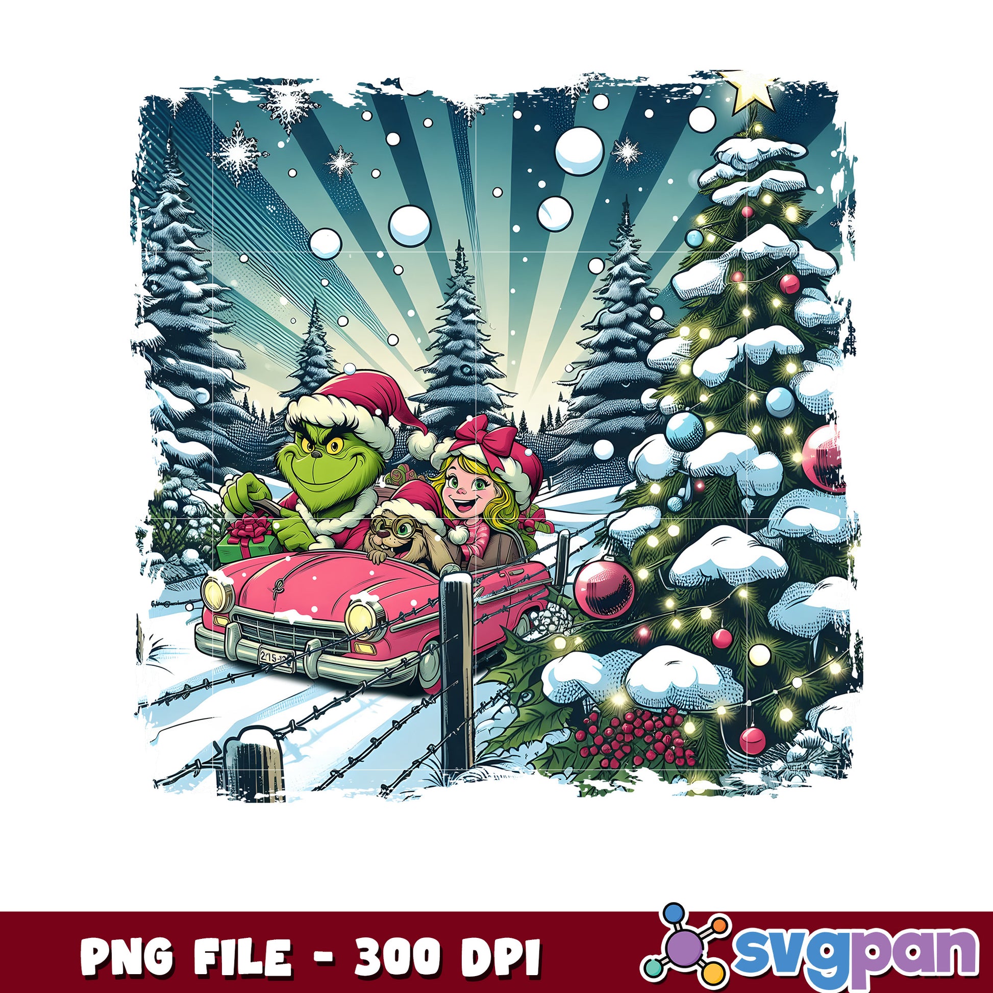 Happy grinch skiing car png, grinch clipart png, grinches​ ​png