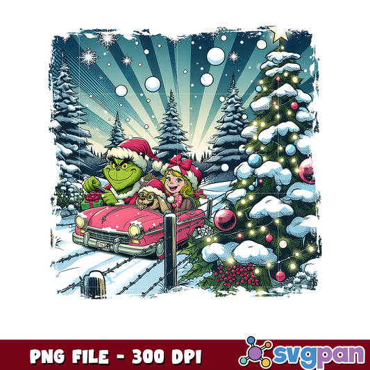 Happy grinch skiing car png, grinch clipart png, grinches​ ​png