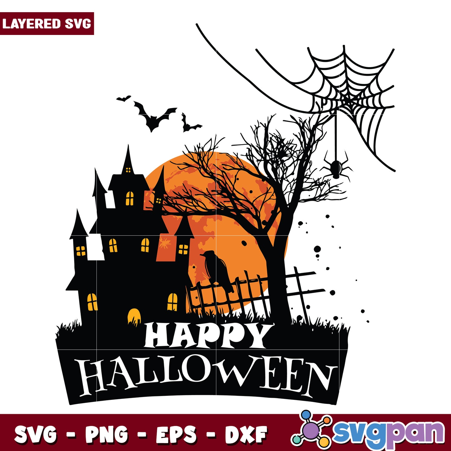 Happy halloween castle svg, halloween movies​ svg, spirit halloween​ svg