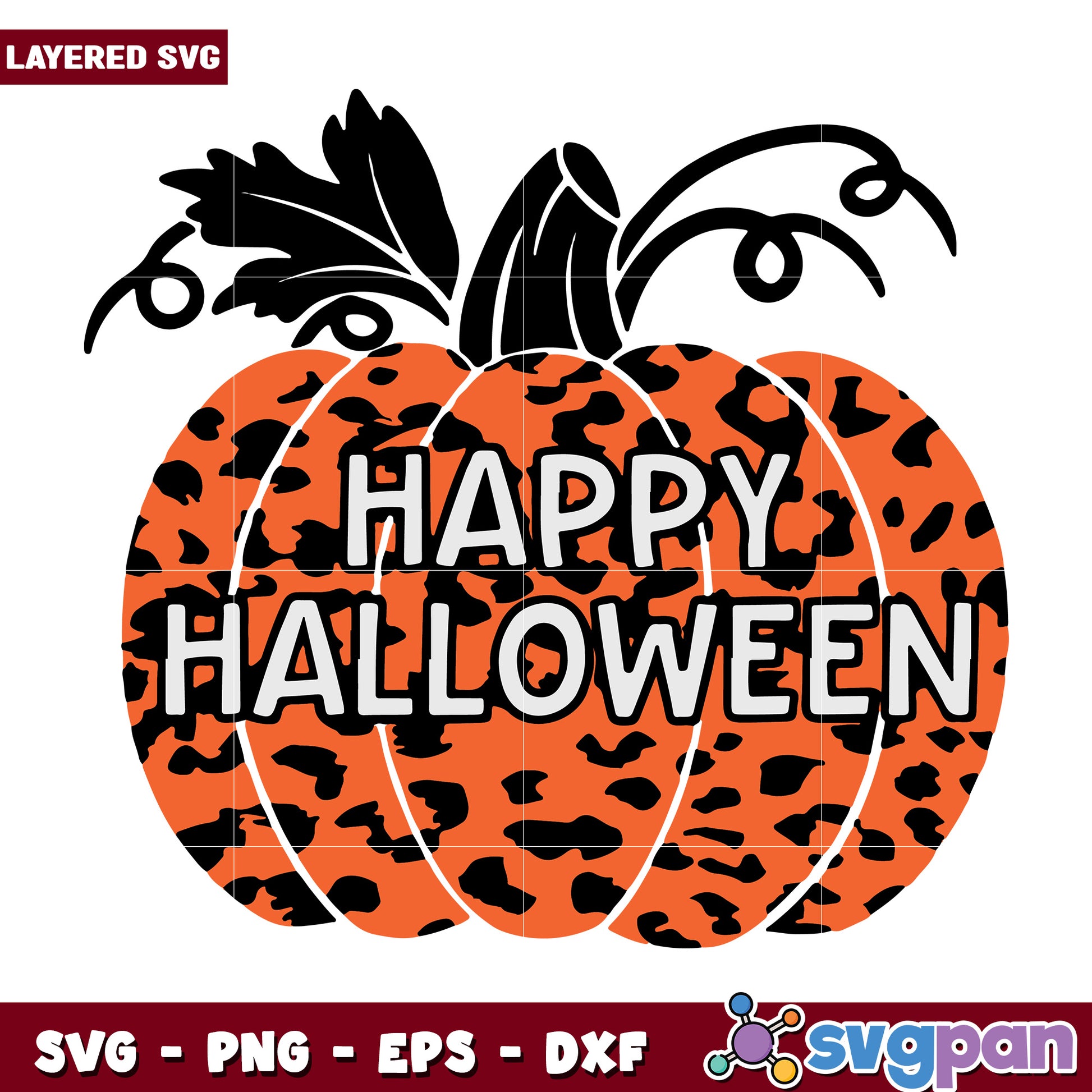 Happy halloween leopard pumpkin svg, halloween fall svg, spooky characters svg