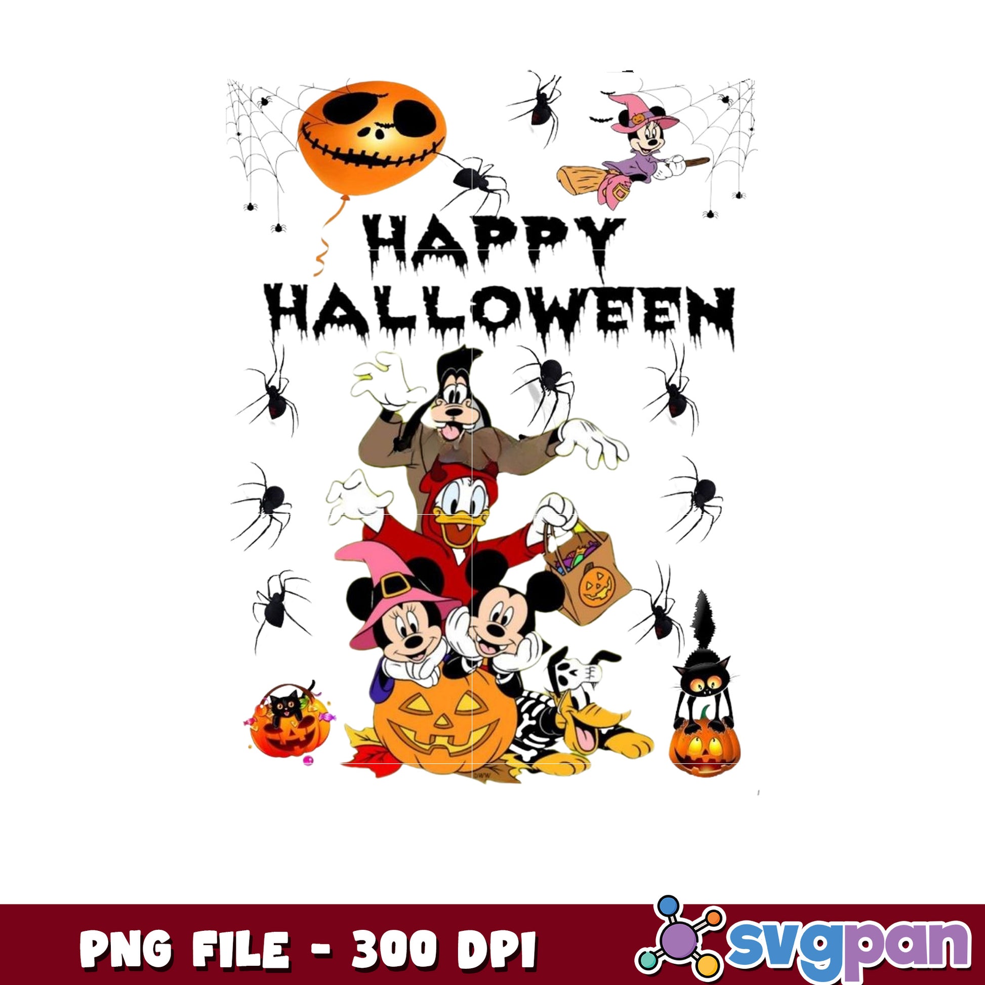Happy halloween mickey and friends png, halloween png, halloween cartoon png