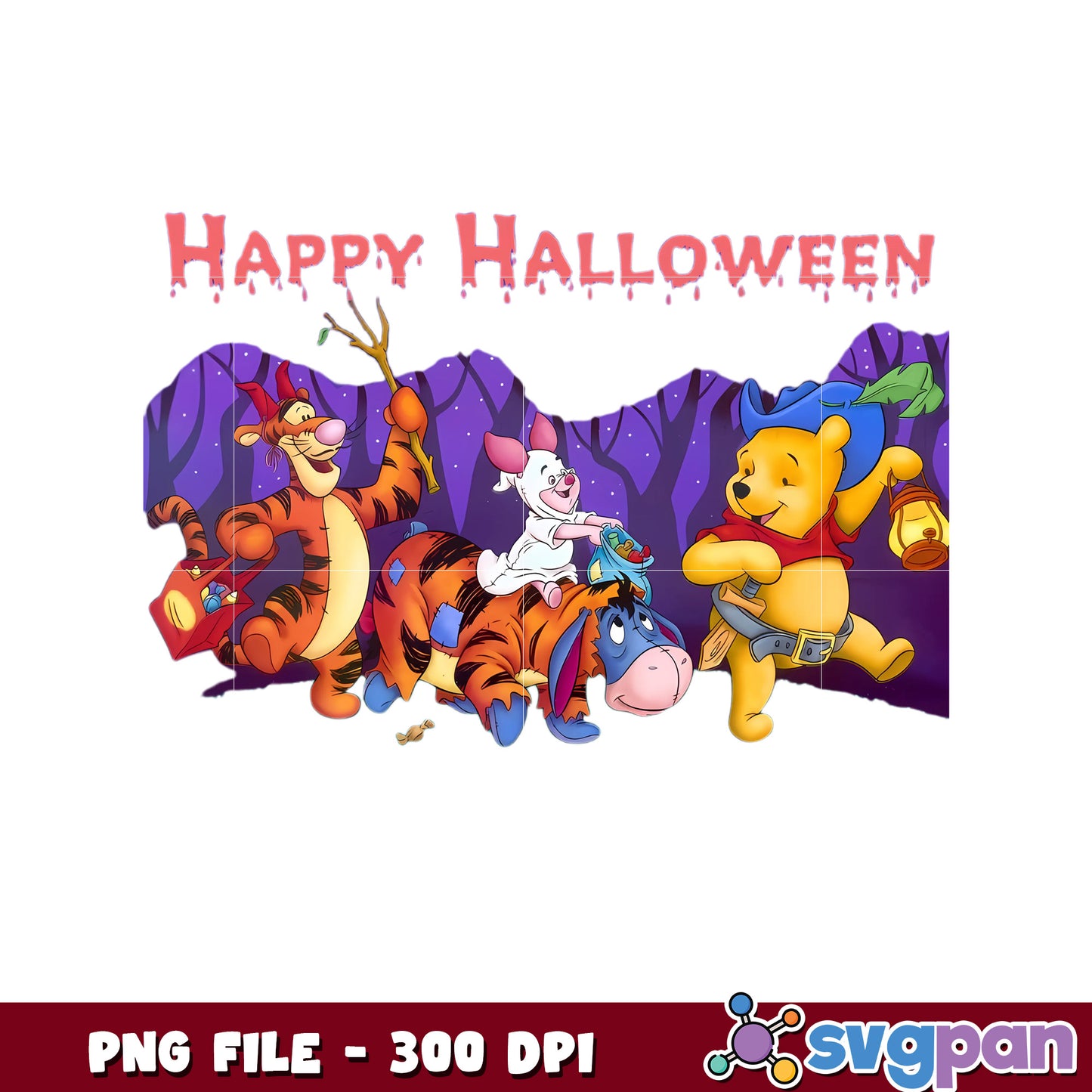 Happy halloween pooh bear png, halloween decorations png, halloween costumes png