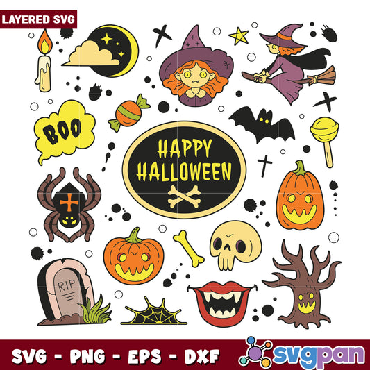 Happy halloween spooky svg, halloween movies​ svg, spirit halloween​ svg