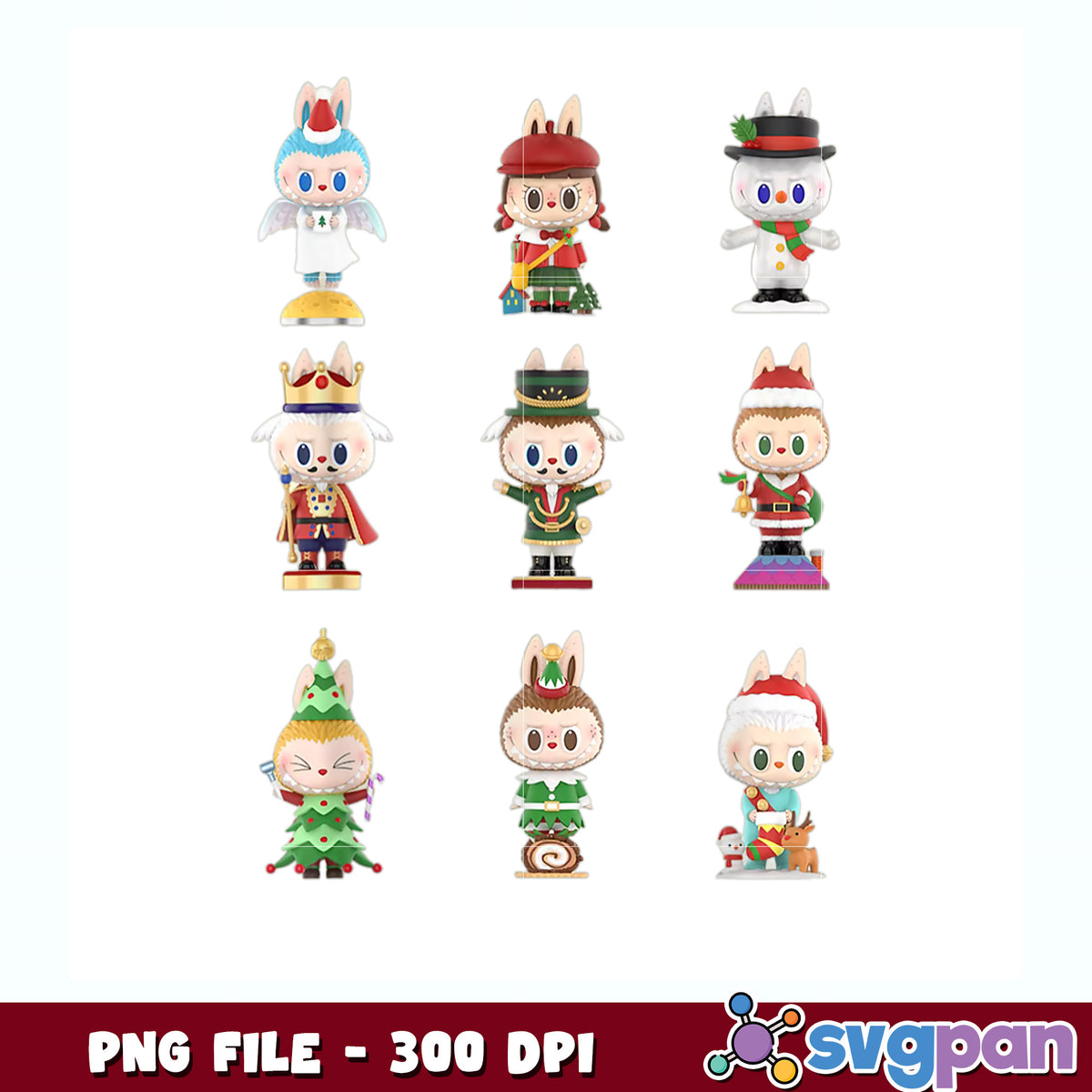 Happy xmas labubu lover cute labubu png,  christmas png, labubu toys png