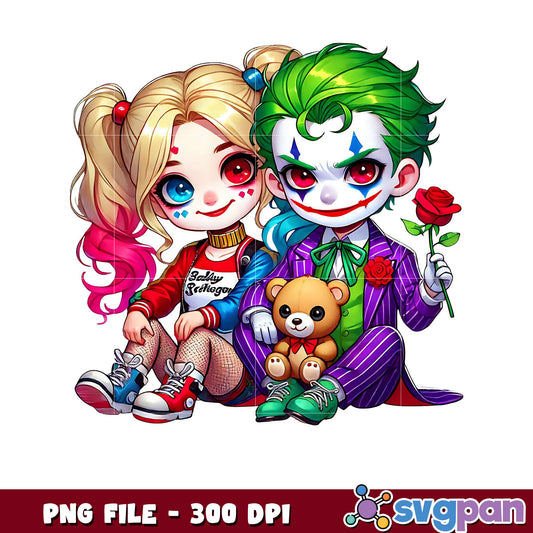 Harley and Joker cartoon couple art, perfect for gifts