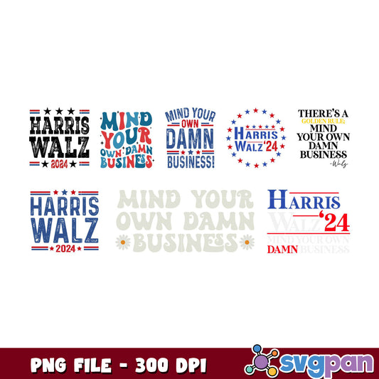 Harris Walz 2024 PNG Bundle 300 DPI