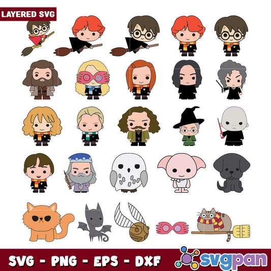 Harry Potter Character Bundle Layered SVG Designs