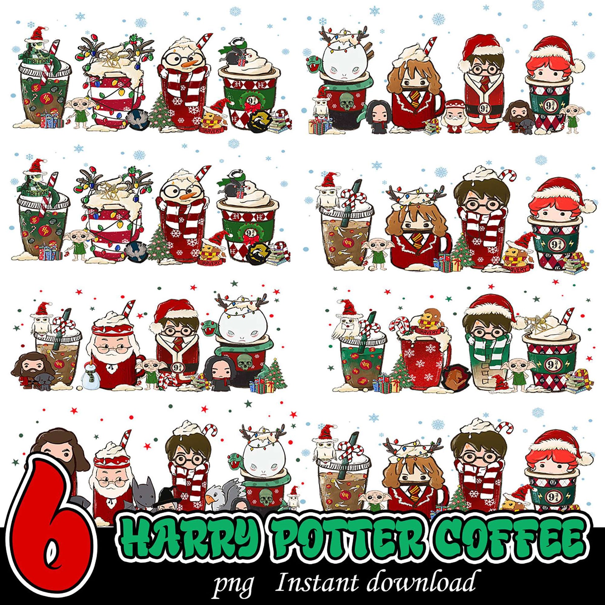 Harry Potter Christmas Coffee PNG Bundle