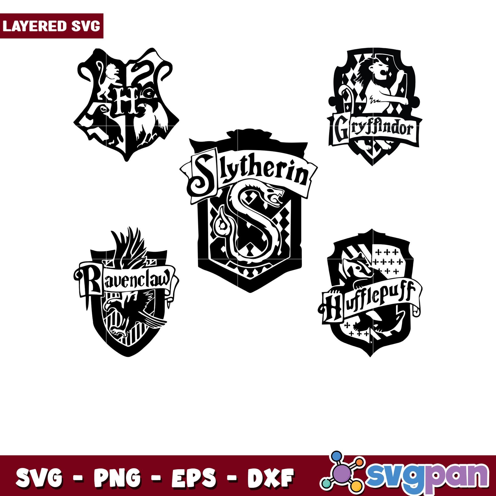 Harry Potter House Crests SVG Bundle for Crafters