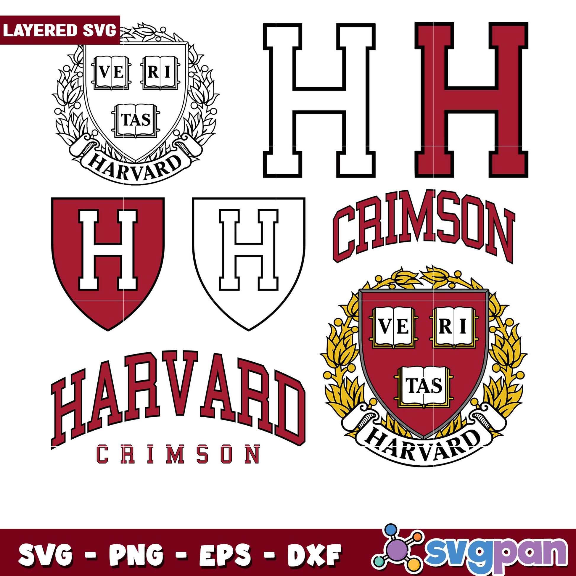 Harvard Crimson SVG Bundle Layered Designs