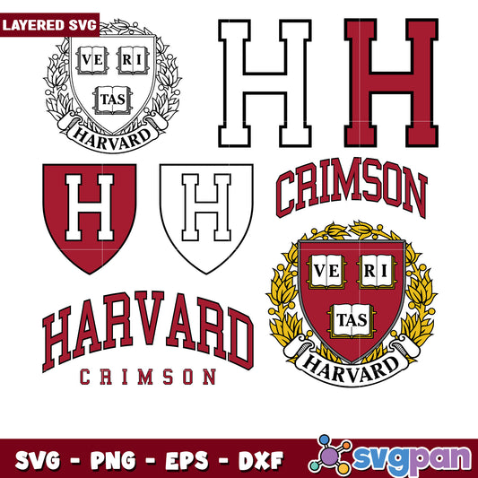 Harvard Crimson SVG Bundle Layered Designs