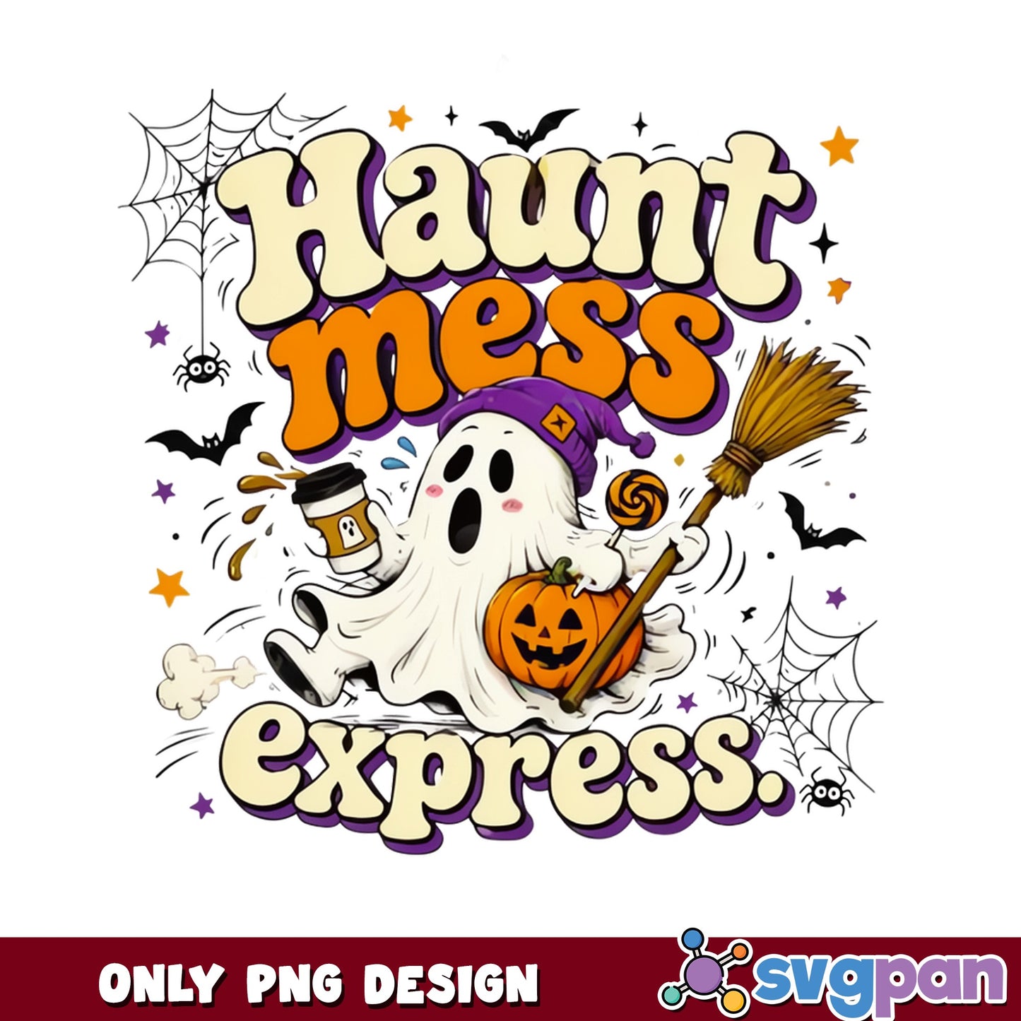 Haunt Mess Express Halloween PNG, Funny Ghost PNG, Halloween PNG